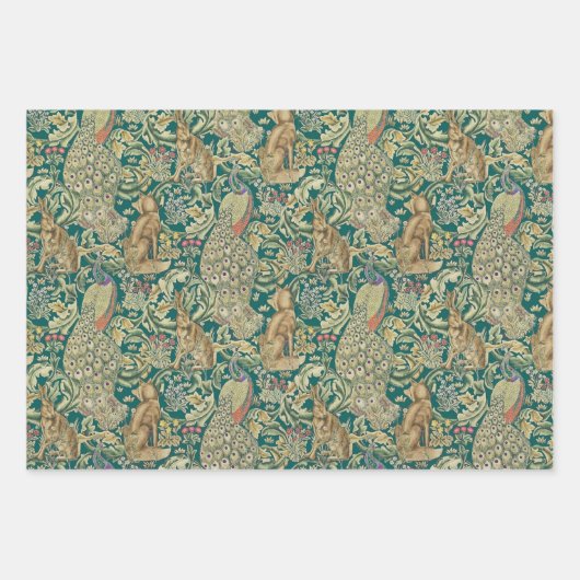 "Forest" Wrapping Paper Flat Sheet Set of 3 Morris (Voorkant 2)