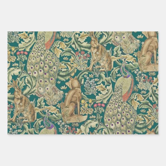 "Forest" Wrapping Paper Flat Sheet Set of 3 Morris (Voorkant 3)