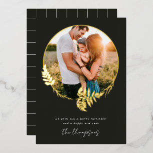 Forest Wreath Merry Kerstmis Foil Foto Folie Folie Feestdagenkaart