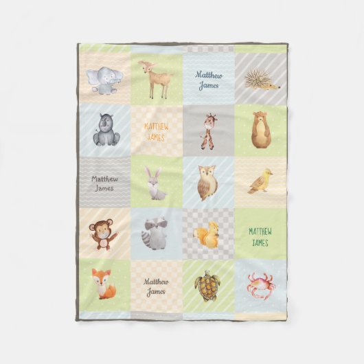 Forest, Zee and Safari Animal Quilt Fleece Blanke Deken (Voorkant)