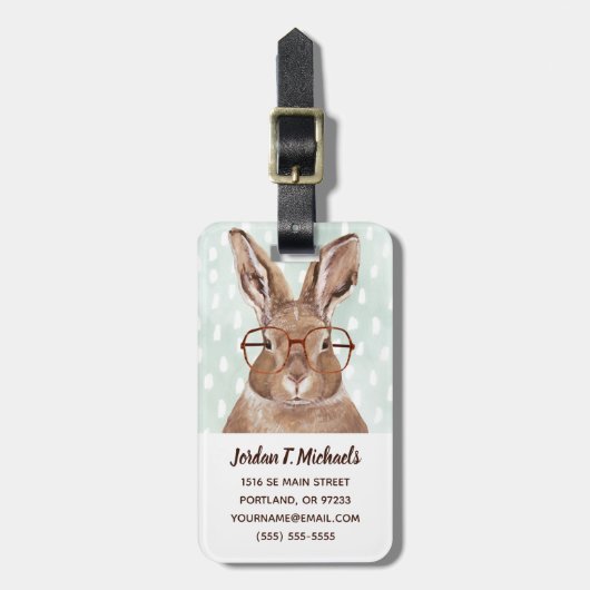 Forester met vier ogen | Bunny Rabbit Bagagelabel (Voorkant verticaal)