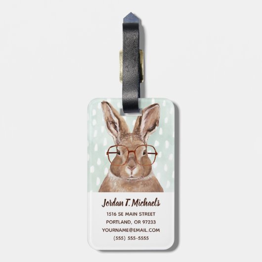 Forester met vier ogen | Bunny Rabbit Bagagelabel (Achterkant verticaal)