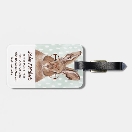 Forester met vier ogen | Bunny Rabbit Bagagelabel (Achterkant horizontaal)