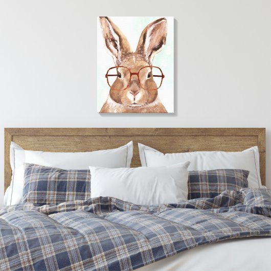 Forester met vier ogen | Bunny Rabbit Canvas Afdruk (Insitu (Slaapkamer))