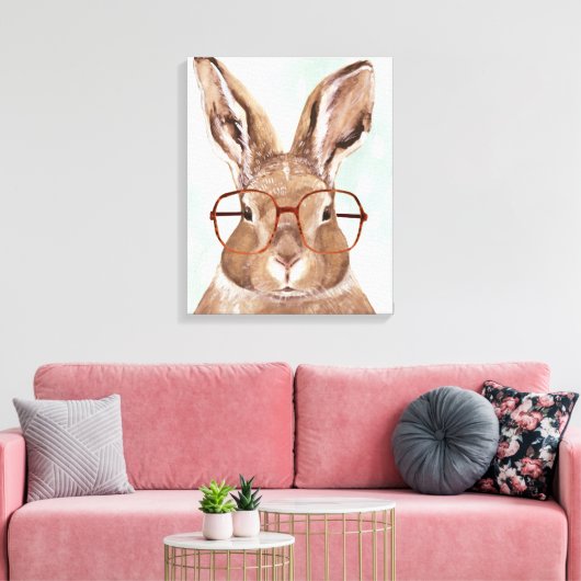 Forester met vier ogen | Bunny Rabbit Canvas Afdruk (Insitu (Woonkamer))