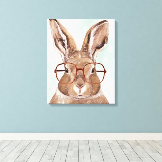 Forester met vier ogen | Bunny Rabbit Canvas Afdruk (Insitu (Houten vloer))