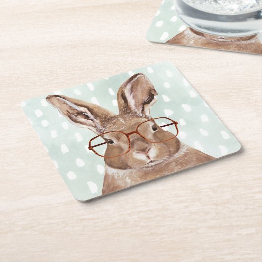 Forester met vier ogen | Bunny Rabbit Kartonnen Onderzetters (Schuin)
