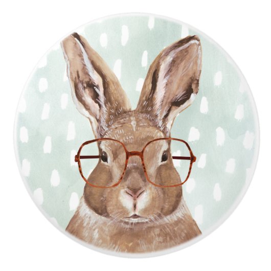 Forester met vier ogen | Bunny Rabbit Keramische Knop (Voorkant)