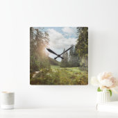 Forests | Sun Peeking Thru Vierkante Klok (Huis)