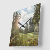 Forests | Sun Peeking Thru Vierkante Klok (Hoek)