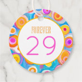 FOREVER 29 Verjaardag Abstracte Kunst Kleurrijk Pl Bedankjes Labels (Voorkant)