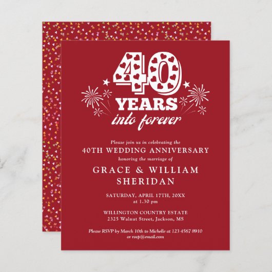 Forever 40th Jubileum Invitation (Voorkant / Achterkant)