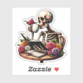 Forever A Reader Botanical Bookish Skeleton Liefhe Sticker (Vel)