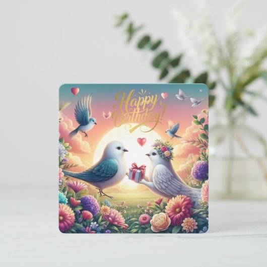 Forever & Always - A Lovebird's Gift Jubileum C Feestdagenkaart (Staand voorkant)