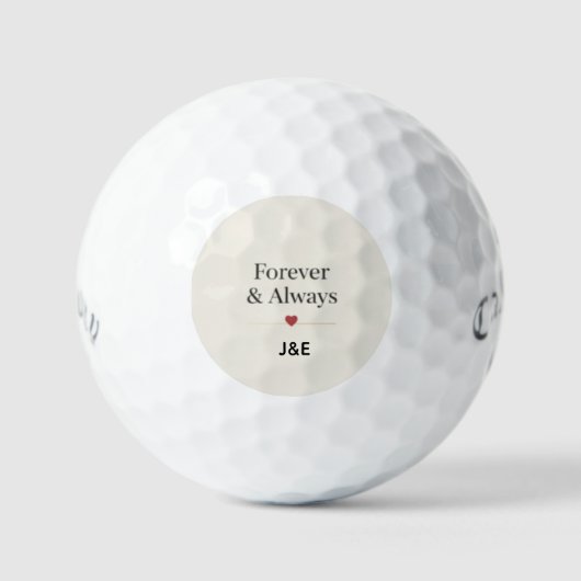 Forever & Always Custom Initials Romantic Golf Bal (Voorkant)