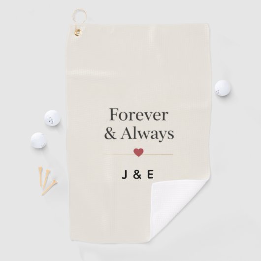 Forever & Always Custom Initials Romantic Golf Tow Golfhanddoek (Insitu)