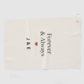 Forever & Always Custom Initials Romantic Golf Tow Golfhanddoek (Horizontaal)