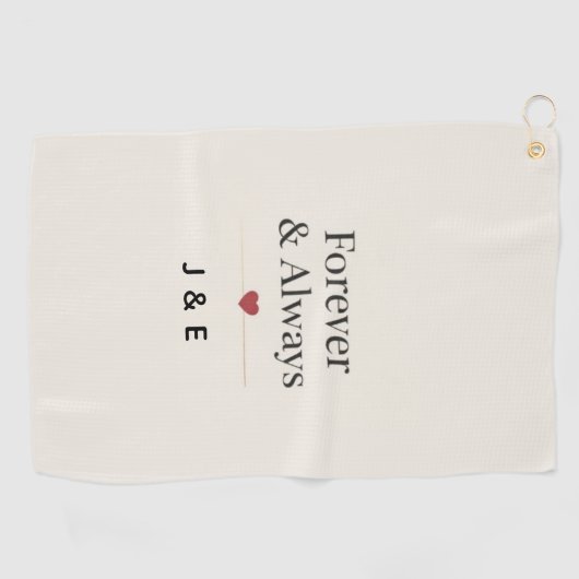 Forever & Always Custom Initials Romantic Golf Tow Golfhanddoek (Horizontaal)