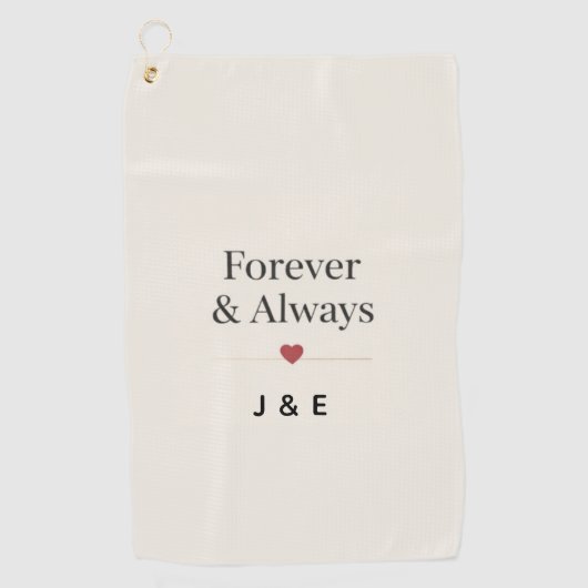 Forever & Always Custom Initials Romantic Golf Tow Golfhanddoek (Voorkant)