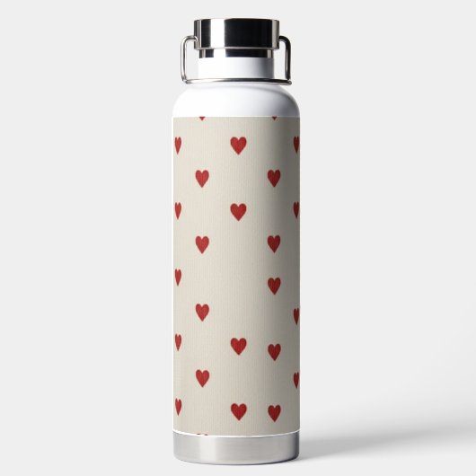 Forever & Always" Minimalist Red Heart Pattern - C Waterfles (Achterkant)