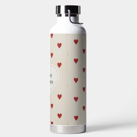 Forever & Always" Minimalist Red Heart Pattern - C Waterfles (Links)