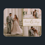 Forever & Always Pink Gold Fotobruiloft Bedankt Magneet<br><div class="desc">Vier je liefdesverhaal met de Forever & Always Pink Gold Photo Wedding Thank You Magnet - een prachtige en blijvende manier om je dankbaarheid aan familie en vrienden uit te drukken. Ontworpen met een elegante collage met drie foto's, laat deze magneet je je favoriete huwelijksmomenten zien en de magie van...</div>