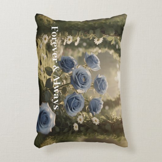 Forever & Always – Romantisch Blauw Roos Bloemenca Accent Kussen (Voorkant(Verticaal))