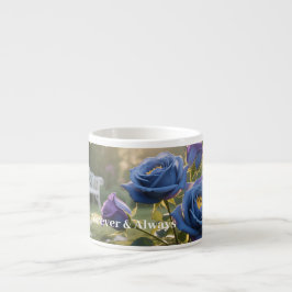 Forever & Always – Romantisch Blauw Roos Bloemenca Espresso Kop
