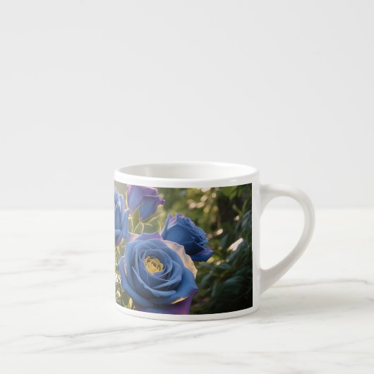 Forever & Always – Romantisch Blauw Roos Bloemenca Espresso Kop (Rechts)