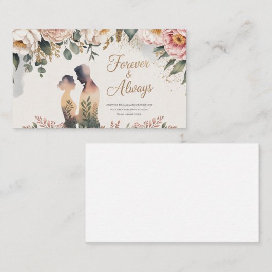 Forever & Always – Romantisch botanisch silhouet Visitekaartje (Voorkant / Achterkant)