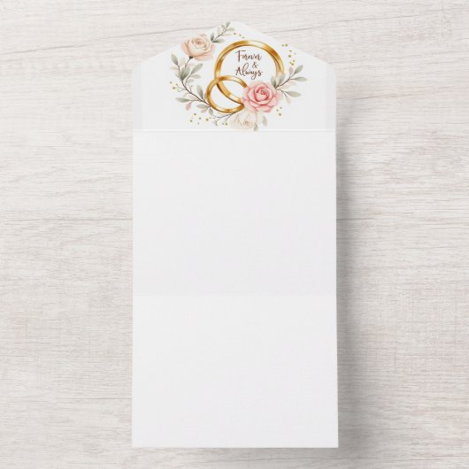 Forever & Always - Romantische trouwringen All In One Uitnodiging (Binnen)