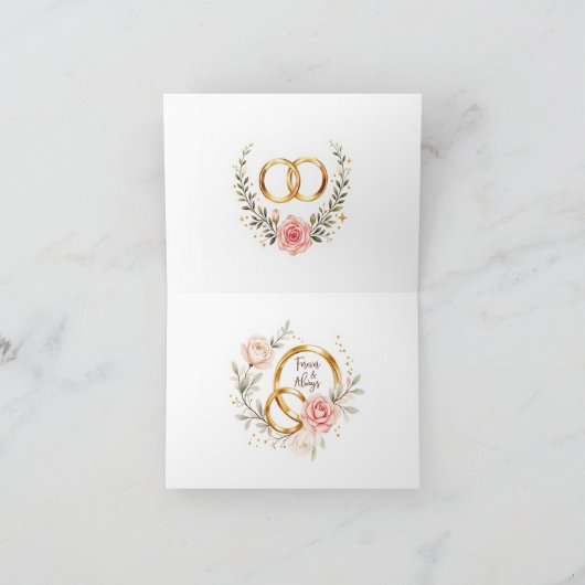 Forever & Always - Romantische trouwringen Bedankkaart (Binnen)