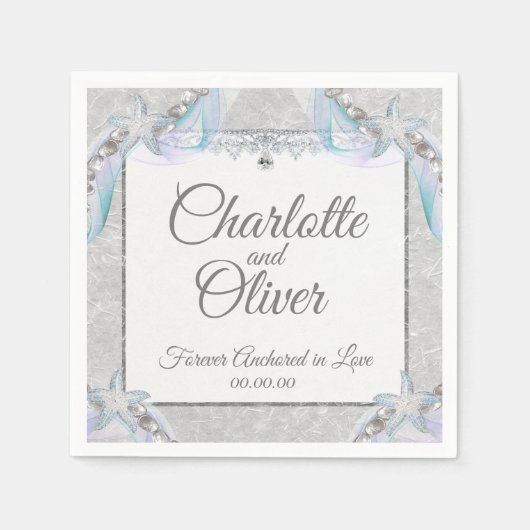 Forever Anchored In Love Wedding Napkin Servet (Voorkant)