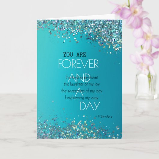 Forever and A Day Poem Aqua Blauwgroen Confetti Kaart (Orchidee)