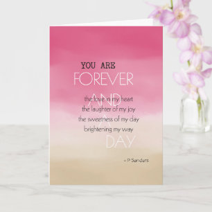 Forever and A Day Poem Pink Cream Waterverf Kaart