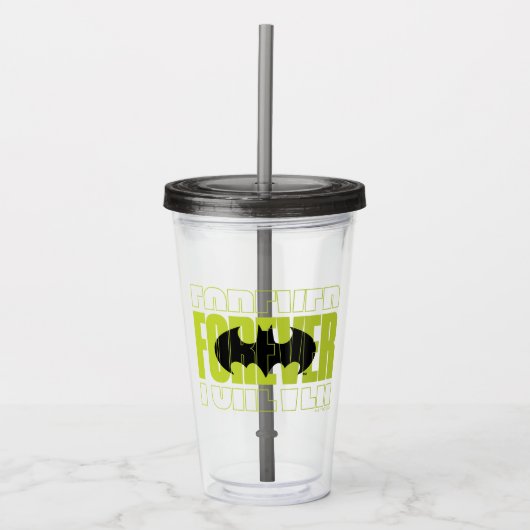 Forever Batman Typografie Symbool Grafisch Acryl Drinkbeker (Voorkant)