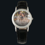 Forever Be My Always Modern Wedding Photo Script Horloge<br><div class="desc">Moderne foto's bekijken met hand-breedschrift en moderne typografie lezen:" Altijd mijn altijd 'naast je aangepaste namen en trouwdatum. Pas uw favoriete foto en informatie aan. Geweldig geschenk voor newlyweds of Valentijnsdag!</div>