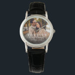 Forever Be My Always Modern Wedding Photo Script Horloge<br><div class="desc">Moderne foto's bekijken met hand-breedschrift en moderne typografie lezen:" Altijd mijn altijd 'naast je aangepaste namen en trouwdatum. Pas uw favoriete foto en informatie aan. Geweldig geschenk voor newlyweds of Valentijnsdag!</div>