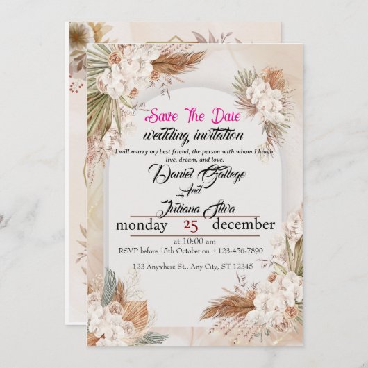 Forever Begins Here – Back of Invitation Design Kaart (Voorkant / Achterkant)