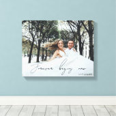 Forever Begins Nu Bruiloft Gift Passen getrouwd Fo Canvas Afdruk (Insitu (Houten vloer))