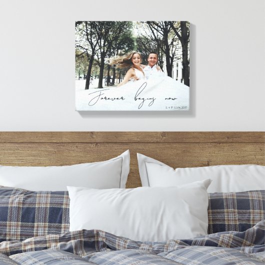 Forever Begins Nu Bruiloft Gift Passen getrouwd Fo Canvas Afdruk (Insitu (Slaapkamer))