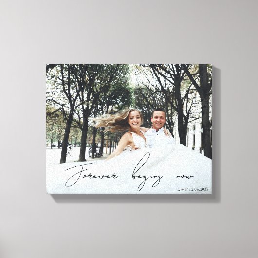 Forever Begins Nu Bruiloft Gift Passen getrouwd Fo Canvas Afdruk (Voorkant)