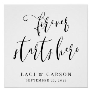 Forever begint hier elegante bruiloft achtergrond perfect poster
