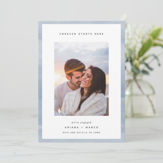 Forever begint hier | Foto-Verloving Aankondiging (Staand voorkant)