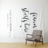 Forever begint hier - gepersonaliseerde trouwbanne wandkleed (In Situ (horizontaal))