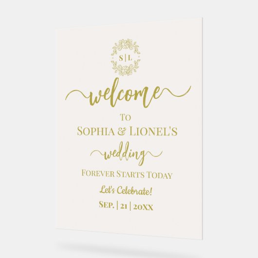 Forever begint vandaag Gold Minimal Welcome Froste Acryl Bord (Hoek)