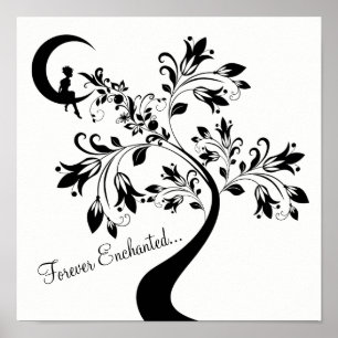 Forever betoverd ~ Moon Love Girl ~ Flower Tree Poster
