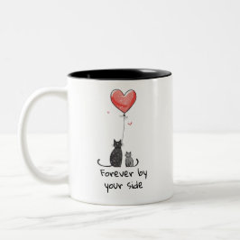 Forever By Your Side - Schattigee kat Valentijns Tweekleurige Koffiemok