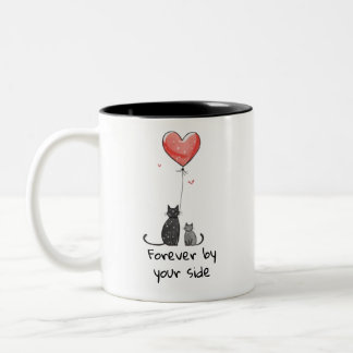 Forever By Your Side - Schattigee kat Valentijns Tweekleurige Koffiemok