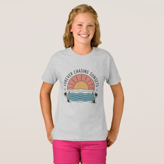 Forever Chasing Zonsondergangen - Esthetisch tropi T-shirt (Voorkant volledig)